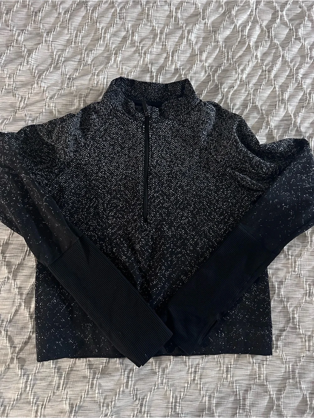 lululemon athletica Black Speckled Half-Zip Sweatshirt